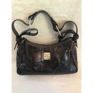 Dooney & Bourke Purse Hobo Brown Leather Mock Croc